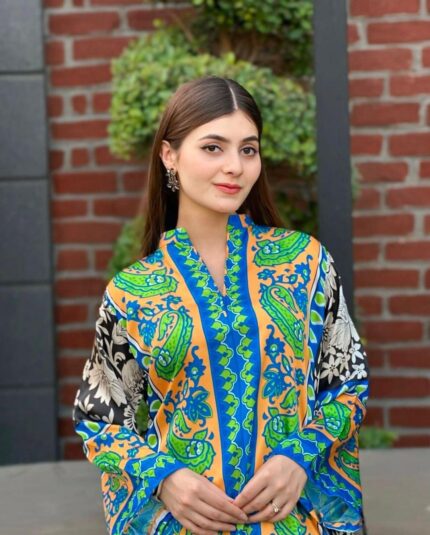 Stylish Women's Stitched Shirt And Trouser Set - Printed Design - 2 Pcs