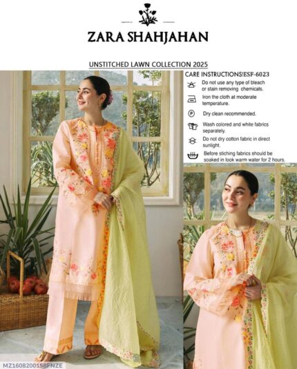 3 Pcs Women's Unstitched Embroidered Suit